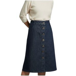 New York & Company MomCore Denim Button Down A-line Knee Length Skirt New 10